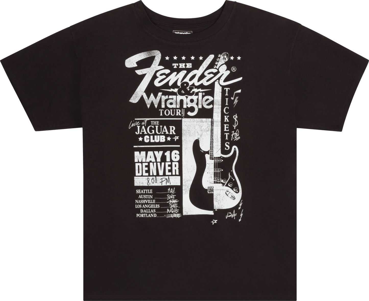 Fender® x Wrangler® Women's Oversized Concert Tee, Faded Black