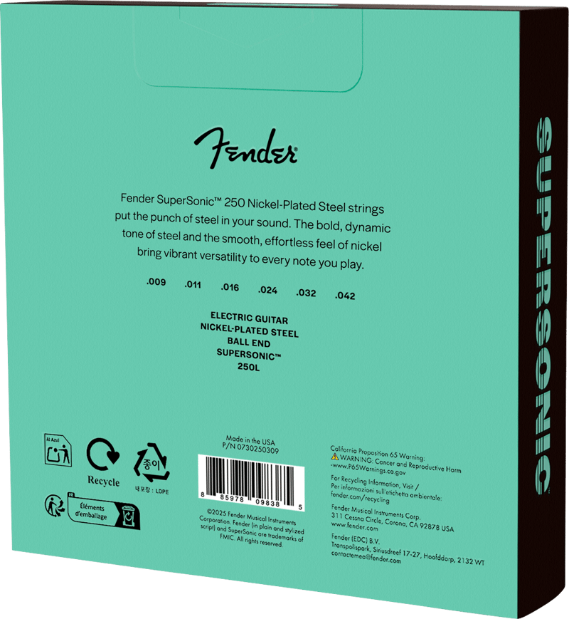 SuperSonic™ 250 Nickel-Plated Steel Guitar Strings (3-Pack) – Fender