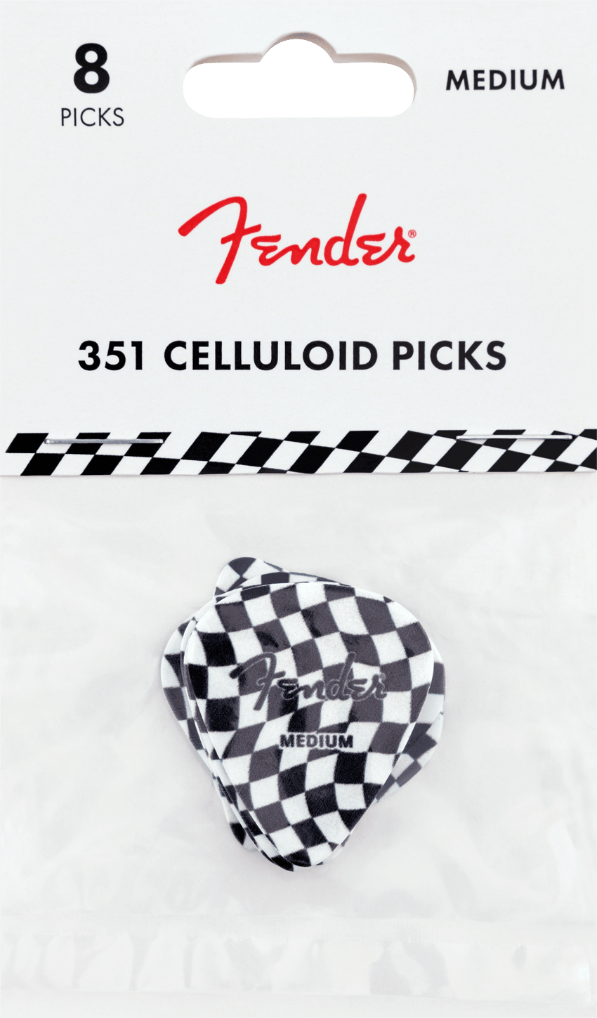 FENDER×TM CLIP MARKER 351 EX-HVY Wavy Checkerboard 351 Celluloid Picks (8) – Fender