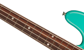 American Vintage II 1966 Jazz Bass® Left-Hand 7.25” RADIUS BOUND ROUND-LAMINATED ROSEWOOD FINGERBOARD