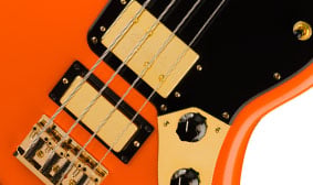 Limited Edition Mike Kerr Jaguar® Bass TIGER’S BLOOD ORANGE FINISH WITH GOLD HARDWARE