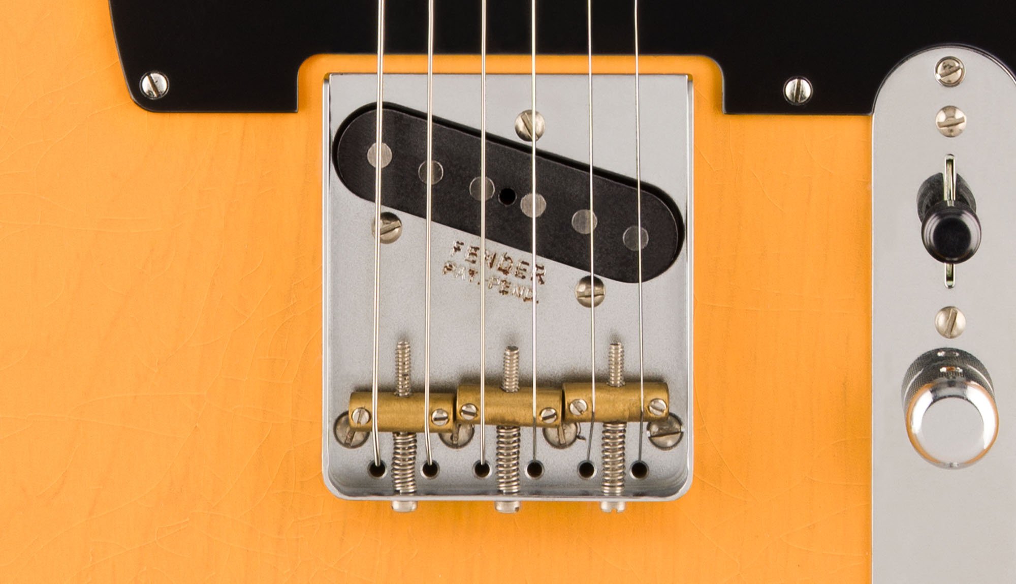 75th Anniversary Vintera® Road Worn® 1951 Telecaster® VINTAGE-STIJL 3-ZADEL BRUG MET MESSING 