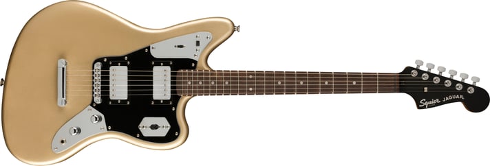 The Squier® Contemporary Jaguar® HH ST brings modern features and bold aesthetics to an iconic Fender platform to satisfy today's most discerning and daring players. At the heart of this guitar is a pair of Squier SQR™ Atomic™ humbucking pickups with coil-split and series/parallel switching on the upper control plate for a wide range of genre-defying sonic settings. The roasted maple neck was chosen for its optimal tone and stability, and a sculpted heel design allows for improved access all the way to the 22nd fret. High-performance components round out the feature list and include a fully adjustable bridge with stop tailpiece (ST) for rock-solid string feel, and a set of sealed-gear tuning machines with split shafts for smooth tuning action and easy restringing. Eye-catching styling cues include lustrous chrome hardware and a sleek painted headstock with chrome logos for a premium look.
FEATURES
Squier SQR™ Atomic™ humbucking pickups
Coil-split and series/parallel switching
Roasted maple neck
Sculpted neck heel
Adjustable bridge with stop tailpiece