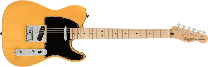 A superb gateway into the time-honored Fender® family, the Squier® Affinity Series™ Telecaster® delivers legendary design and quintessential tone for today's aspiring guitar hero. This Tele® features several player-friendly refinements such as a thin and lightweight body, a slim and comfortable "C"-shaped neck profile, a string-through-body bridge for optimal body resonance and sealed die-cast tuning machines with split shafts for smooth, accurate tuning and easy restringing. Loaded with dual Squier single-coil Tele pickups with 3-way switching for genre-defying sonic variety, this model is ready to accompany any player at any stage.
FEATURES
Thin and lightweight body
String-through-body bridge
Slim and comfortable "C"-shaped neck profile
Two Squier single-coil pickups
Sealed die-cast tuning machines with split shafts