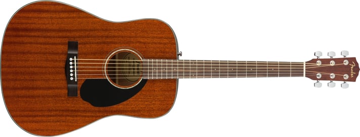 The CD-60S All-Mahogany adds a solid mahogany top to one of our most popular models for a distinctly organic flavor. It is ideal for players looking for a high-quality affordable dreadnought with great tone and excellent playability. Featuring the new easy-to-play neck, and mahogany back and sides, the CD-60S All-Mahogany is perfect for the couch, the beach or the coffeehouse - anywhere you want classic Fender playability and sound.