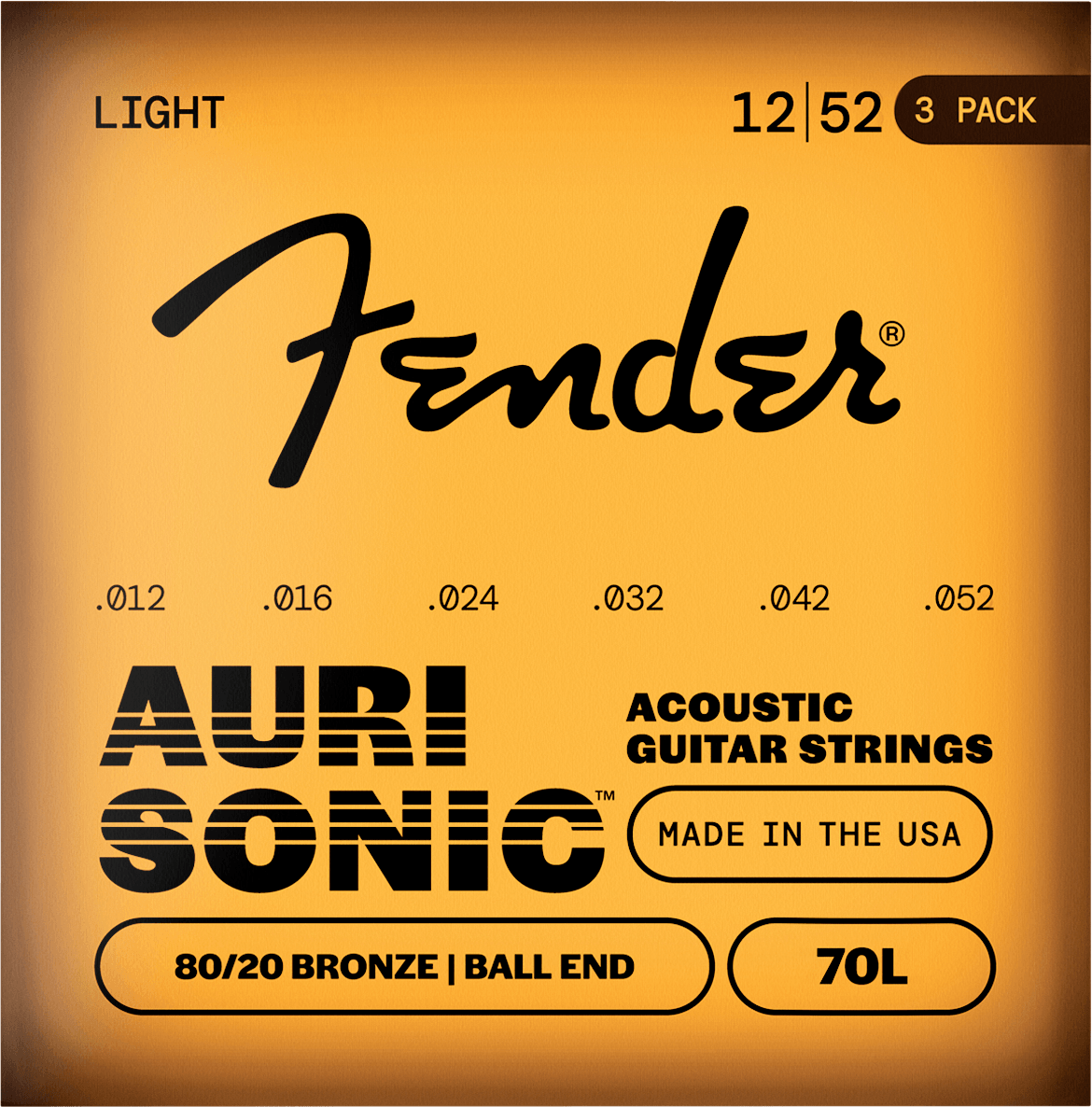 AuriSonic™ 70 80/20 Bronze Acoustic Guitar Strings (3-Pack)