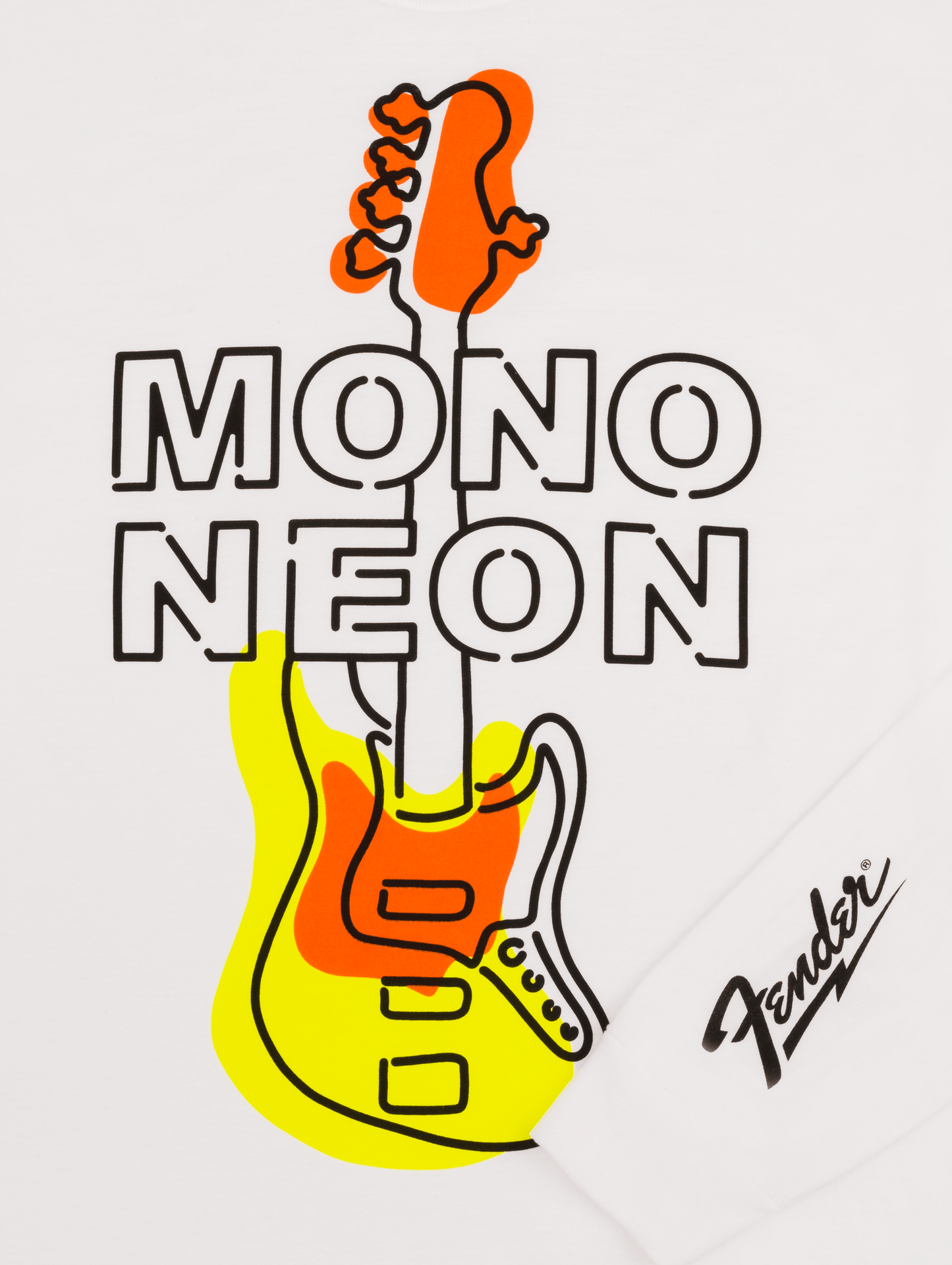 Fender® Mono Neon Geo Bass Long Sleeve T-shirt, White