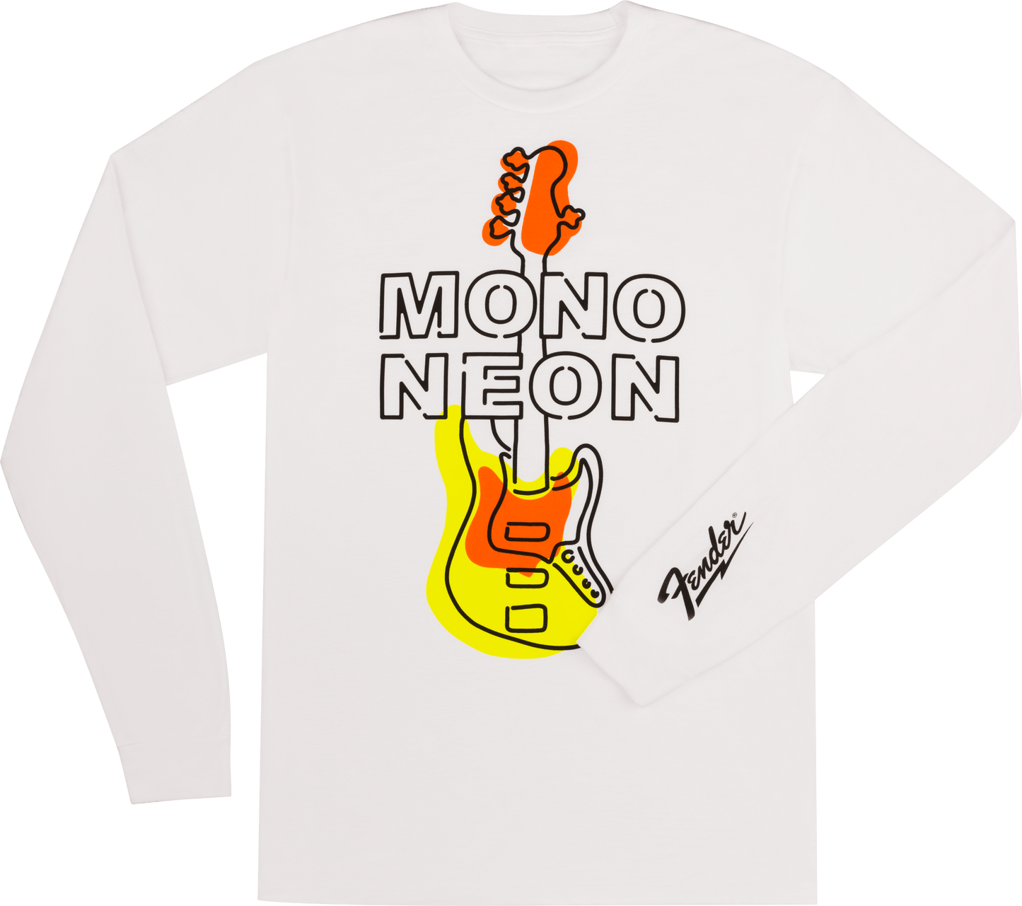 Fender® Mono Neon Geo Bass Long Sleeve T-shirt, White