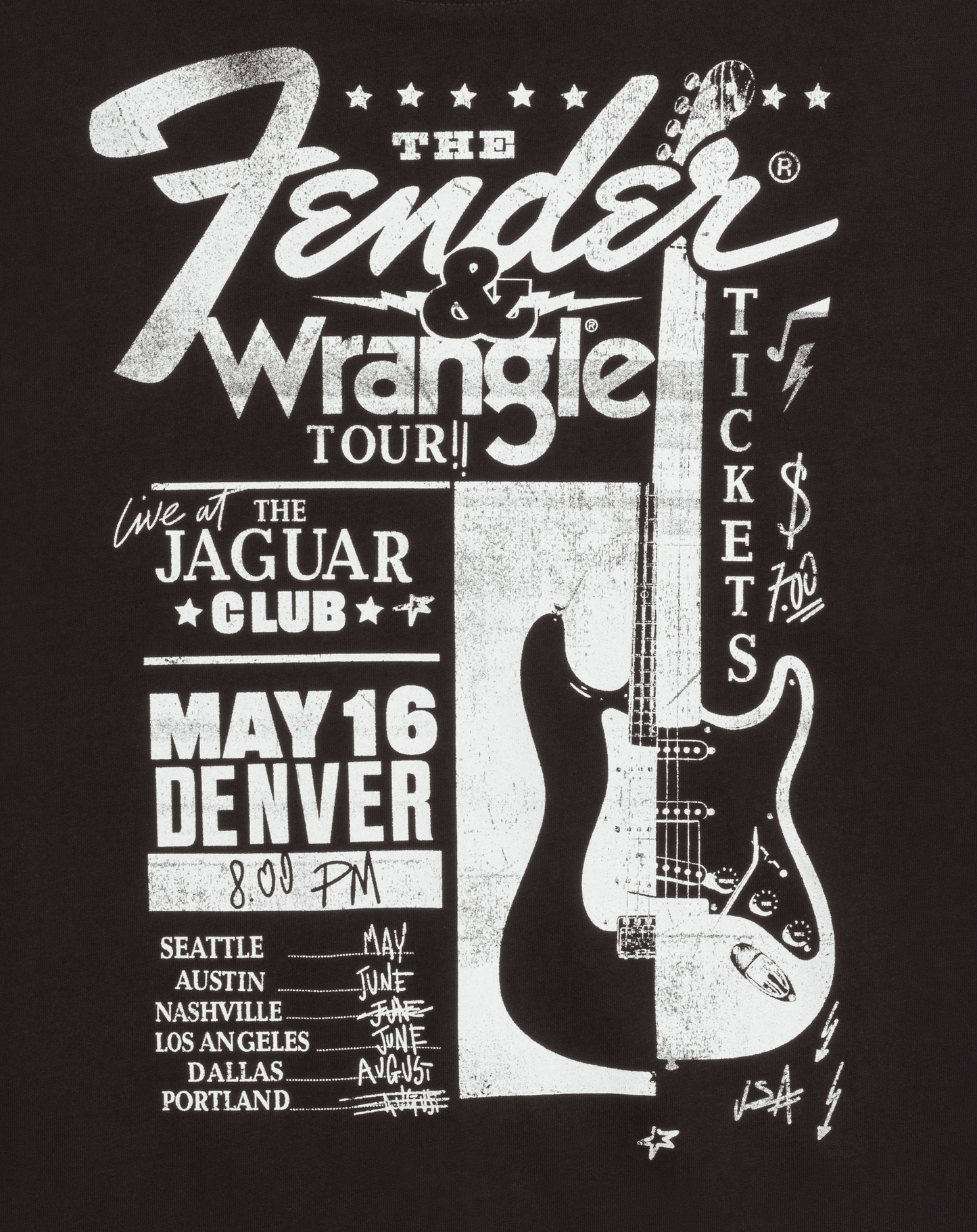 Fender® x Wrangler® Women's Oversized Concert Tee, Faded Black